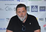 Australian actor Russell Crowe attends his Indoor Garden Party concert press conference at Royal Hotel Carlton on June 26, 2023 in Bologna, Italy. Photo by Nick Zonna/IPA/ABACAPRESS