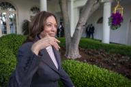 Vice President Kamala Harris departs a reception celebrating Asian American, Native Hawaiian, and Pacific Islander Heritage Month in the Rose Garden the White House in Washington, DC, USA, 13 May 2024