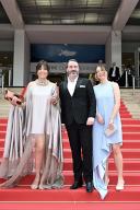 Prince Joachim Murat with his wife Princess Yasmine Murat and his daughter Princess Elisa Murat attend the screening of the film Napoleon by Abel Gance at Cannes Classics during the 77th Annual Cannes Film Festival in Cannes, France. Photo by David NIVIERE/ABACAPRESS