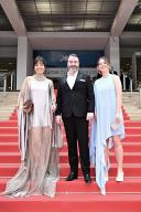 Prince Joachim Murat with his wife Princess Yasmine Murat and his daughter Princess Elisa Murat attend the screening of the film Napoleon by Abel Gance at Cannes Classics during the 77th Annual Cannes Film Festival in Cannes, France. Photo by David NIVIERE/ABACAPRESS