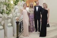 HRH Prince Charles of Bourbon Sicily with his wife Camilla Crociani and their daugthers Princess Maria Carolina (left), Princess Maria Chiara (right) pose at Carlton Hotel before going to gala during 77th Cannes Film Festival in Cannes, France on May 15, 2024. Photo by Marco Piovanotto/ABACAPRESS