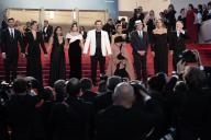 Clement Ducol, Camille aka Camille Dalmais, Adriana Paz, Selena Gomez, Edgar RamÃ­rez, Zoe Saldana, Jacques Audiard, Karla SofÃ­a Gascon and Damien Jalet leaving the Emilia Perez Red Carpet at the 77th annual Cannes Film Festival at Palais des Festivals on May 18, 2024 in Cannes, France. Photo by David NIVIERE\/ABACAPRESS.COM RÃsolution 