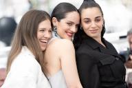 Souheila Yacoub, Noemie Merlant and Sandra Codreanu attend Les Femmes au Balcon (The Balconettes) photocall at the 77th annual Cannes Film Festival at Palais des Festivals on May 19, 2024 in Cannes, France. Photo by David NIVIERE ABACAPRESS