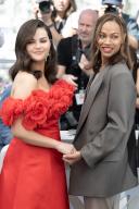 Selena Gomez and Zoe Saldana attend the Emilia Perez photocall at the 77th annual Cannes Film Festival at Palais des Festivals on May 19, 2024 in Cannes, France. Photo by David NIVIERE ABACAPRESS