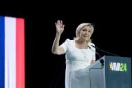 French deputy and president of Le Rassemblement National RN far right parliamentary group Marine Le Pen, during the event 
