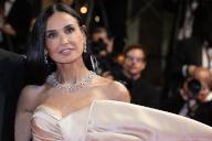 Demi Moore attends the The Substance Red Carpet at the 77th annual Cannes Film Festival at Palais des Festivals on May 19, 2024 in Cannes, France. Photo by David NIVIERE ABACAPRESS