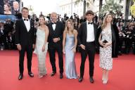 Cayden Wyatt Costner, Annie Costner, Kevin Costner, Grace Avery Costner, Hayes Costner and Lily Costner attend the Horizon: An American Saga Red Carpet at the 77th annual Cannes Film Festival at Palais des Festivals on May 19, 2024 in Cannes, France. Photo by David Niviere/ABACAPRESS