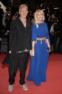 Sting and Trudie Styler attends the Parthenope Carpet at the 77th annual Cannes Film Festival at Palais des Festivals on May 21, 2024 in Cannes, France. Photo by David Niviere/ABACAPRESS