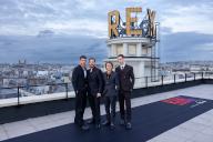 Exclusive - Arnaud Valois, Daniel BrÃ¼hl, Alex Lutz and ThÃodore Pellerin attending the "Becoming Karl Lagerfeld" photocall for the at Le Grand Rex on May 28, 2024 in Paris, France. Photo by David Boyer/ABACAPRESS