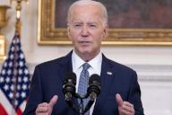 US President Joe Biden delivers remarks on the conviction of former US President Donald J. Trump on 34 felony counts in his hush-money trial, before announcing a proposal for a cease-fire between Israel and Hamas; in the State Dining Room of the White House in Washington, DC, USA, 31 May 2024. Israeli forces have advanced into central Rafah in southern Gaza, the Israeli military confirmed 31 May, despite international pressure warning against a large military operation in Rafah