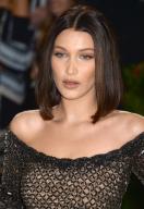 Bella Hadid arriving on the red carpet at the Costume Institute Benefit at The Metropolitan Museum of Art celebrating the opening of Rei Kawakubo/Comme des Garcons: Art of the In-Between in New York City, NY, USA, on May 1, 2017. Photo by Dennis Van ...