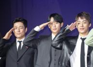 Ji Jin-Hee, Jung Hae-In and Koo Kyo-Hwan, July 18, 2023 : (L-R) South Korean actors Ji Jin-Hee, Jung Hae-In and Koo Kyo-Hwan attend a press conference for Netflix