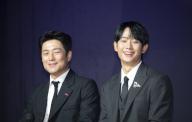 Ji Jin-Hee and Jung Hae-In, July 18, 2023 : South Korean actors Ji Jin-Hee and Jung Hae-In (R) attend a press conference for Netflix