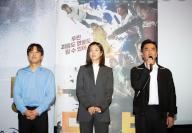 (L-R) Cha Tae-Hyun, Han Hyo-Joo and Ryu Seung-Ryong, September 20, 2023 : Cast members of the Disney+ original drama series "Moving", Cha Tae-Hyun, Han Hyo-Joo and Ryu Seung-Ryong attend a stage greeting before the last three episodes of the drama are screened for fans at a cinema in Seoul, South Korea. The sci-fi action series "Moving" features a group of superpowered individuals who hide their true abilities from the world in order to protect their families from danger. The 20-episode series is based on a hit webtoon by Kang Full. (Photo by Lee Jae-Won/AFLO