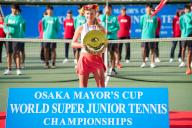 Emerson Jones (AUS), October 15, 2023 - Tennis : Girls Singles Victory Ceremony at ITC Utsubo Tennis Center during Osaka Mayor