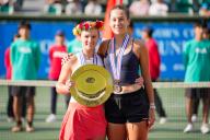 (L-R) Emerson Jones (AUS), Kristiana Sidorova (RUS), October 15, 2023 - Tennis : Girls Singles Victory Ceremony at ITC Utsubo Tennis Center during Osaka Mayor