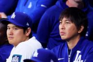 (L-R) Shohei Ohtani, Ippei Mizuhara (Dodgers), MARCH 18, 2024 - Baseball : MLB World Tour Seoul Series exhibition game between the LG Twins and the San Diego Padres at Gocheok Sky Dome, Seoul, South Korea. (Photo by Naoki Nishimura/AFLO SPORT