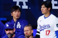 (L-R) Ippei Mizuhara, Shohei Ohtani (Dodgers), MARCH 18, 2024 - Baseball : MLB World Tour Seoul Series exhibition game between the LG Twins and the San Diego Padres at Gocheok Sky Dome, Seoul, South Korea. (Photo by Naoki Nishimura/AFLO SPORT