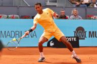 Felix Auger-Aliassime (CAN), APRIL 25, 2024 - Tennis : Felix Auger-Aliassime during singles round of 128 match against Yoshihito Nishioka on the ATP tour Masters 1000 "Mutua Madrid Open tennis tournament" at the Caja Magica in Madrid, Spain. (Photo by Mutsu Kawamori\/AFLO