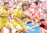 April 27, 2024, Tokyo, Japan - Tokyo Suntory Sungoliath prop Kenta Kobayashi carries the ball during a Japan Rugby League One match against Toshiba Brave Lupus Tokyo at the Prince Chichibu rugby stadium in Tokyo on Saturday, April 27, 2024. Brave Lupus defeated Sungoliath 36-27. (photo by Yoshio Tsunoda\/AFLO
