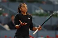 Robin Montgomery (USA), APRIL 28, 2024 - Tennis : Robin Montgomery regret after miss play during singles round of 32 match against Aryna Sabalenka on the WTA 1000 tournaments Mutua Madrid Open tennis tournament at the Caja Magica in Madrid, Spain. (Photo by Mutsu Kawamori\/AFLO