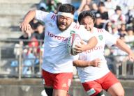 May 5, 2024, Tokyo, Japan - Toyota Verblitz prop Genki Sudo carries the ball during a Japan Rugby League One match against Ricoh Black Rams Tokyo at the Prince Chichibu rugby stadium in Tokyo on Sunday, May 5, 2024. Verblitz defeated Black Rams 45-18. (photo by Yoshio Tsunoda\/AFLO