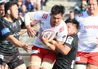 May 5, 2024, Tokyo, Japan - Toyota Verblitz flanker Kazuki Himeno carries the ball during a Japan Rugby League One match against Ricoh Black Rams Tokyo at the Prince Chichibu rugby stadium in Tokyo on Sunday, May 5, 2024. Verblitz defeated Black Rams 45-18. (photo by Yoshio Tsunoda\/AFLO
