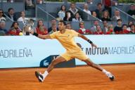 Felix Auger-Aliassime (CAN), MAY 5, 2024 - Tennis : Felix Auger-Aliassime during singles finals match against Andrey Rublev on the ATP tour Masters 1000 "Mutua Madrid Open tennis tournament" at the Caja Magica in Madrid, Spain. (Photo by Mutsu Kawamori\/AFLO