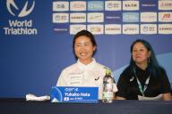 2024\/05\/09, Yokohama, Yukako Hata at the Press Conference of the World Triathlon Championship Series Yokohama at the Hotel New Grand. (Photo by Michael Steinebach\/AFLO