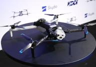 May 13, 2024, Tokyo, Japan - US drone maker Skydio displays their latest drone "Skydio X10" which allows to fly autonomously in tatal darkness places with visible and infrared cameras as Japan