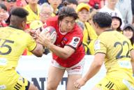 May 19, 2024, Tokyo, Japan - Toshiba Brave Lupus Tokyo wing Atsuki Kuwayama carries the ball during a semi-final match of the Japan Rugby League One play-off against Tokyo Suntory Sungoliath at the Prince Chichibu rugby stadium in Tokyo on Sunrday, May 19, 2024. Brave Lupus defeated Sungoliath28-20. (photo by Yoshio Tsunoda/AFLO
