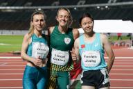 (L-R) SLANOVA Viktoriia (NPA), GOUWS Liezel (RSA), JIANG Fenfen (CHN), MAY 17, 2024 - Athletics : Kobe 2024 Para Athletics World Championships Women