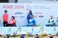 (L-R) Keiko Onidani (JPN), Elizabeth RODRIGUES GOMES (BRA), Elena GORLOVA, MAY 21, 2024 - Athletics : Kobe 2024 Para Athletics World Championships Women