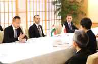 May 21, 2024, Tokyo, Japan - Hungarian Foreign and Trade Minister Peter Szijjarto (L) talks with Japanese Foreign Minister Yoko Kamikawa (R) at Kamikawa