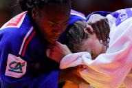 (L-R) Clarisse Agbegnenou (FRA), Catherine Beauchemin-Pinard (CAN), MAY 21, 2024 -Judo : World Judo Championships Abu Dhabi 2024 Women