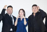 Heo Myeong-Haeng, Lee Joo-Bin and Ma Dong-Seok (Don Lee), May 16, 2024 : (L-R) Director Heo Myeong-Haeng, Lee Joo-Bin and Ma Dong-Seok (Don Lee), cast members and the director of film "The Roundup: Punishment" attend an event to show gratitude for the support of the audience in Seoul, South Korea. The fourth installment of "The Roundup" crime-action film franchise set another record by attracting more than 10 million viewers on May 15, after 22 days of screening, local media reported. (Photo by Lee Jae-Won/AFLO
