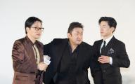 Lee Dong-Hwi, Ma Dong-Seok (Don Lee) and Kim Moo-Yul, May 16, 2024 : (L-R) Lee Dong-Hwi, Ma Dong-Seok (Don Lee) and Kim Moo-Yul, cast members of film "The Roundup: Punishment" attend an event to show gratitude for the support of the audience in Seoul, South Korea. The fourth installment of "The Roundup" crime-action film franchise set another record by attracting more than 10 million viewers on May 15, after 22 days of screening, local media reported. (Photo by Lee Jae-Won/AFLO