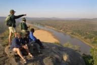 Tourists on Umfolozi Wilderness Trail. Hluhluwe Umfolozi Park. KwaZulu-Natal. South