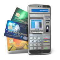 Mobile online banking and payment concept. Smart phone as ATM. Elements of this image furnished by NASA. 3d illustration