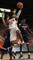 Clemson Tigers guard Gabe DeVoe (10) drives to the basket against the Virginia Cavaliers on January 14, 2017. Mandatory Photo Credit: Vern Verna / Ai Wire