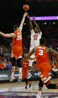 Clemson Tigers forward Donte Grantham (15) shoots a jumper against the Syracuse Orange on February 7, 2017. Mandatory Photo Credit: Vern Verna / Ai Wire