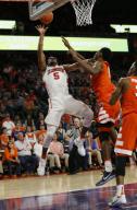 Clemson Tigers forward Jaron Blossomgame (5) drives to the basket against the Syracuse Orange on February 7, 2017. Mandatory Photo Credit: Vern Verna / Ai Wire