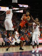 Syracuse Orange guard John Gillon (4) drives to the basket against the Clemson Tigers on February 7, 2017. Mandatory Photo Credit: Vern Verna / Ai Wire