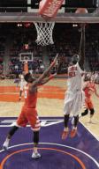 Clemson Tigers center Sidy Djitte (50) shoots over Syracuse Orange guard Andrew White III (3) on February 7, 2017. Mandatory Photo Credit: Vern Verna / Ai Wire