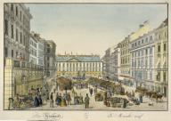 Vienna, Neumarkt. View of the Neumarkt. Etching, coloured, c. 1830.