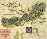 Breisach am Rhein (Baden-Württemberg). “LES ENVIRONS DU VIEUX BRISAC (…) ". (Plan der Festung Breisach). Kupferstich, koloriert, Paris 1743