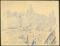New York Skyline, Boats in Foreground. John Marin; American, 1870-1953. Date: 1905-1915. Dimensions: 254 × 330 mm. Watercolor and graphite on lightweight, smooth, tan wove paper (right and lower edges trimmed). Origin: United States. Museum: The Chicago Art Institute, Chicago, USA.New York Skyline, Boats in Foreground. John Marin; American, 1870-1953. Date: 1905-1915. Dimensions: 254 × 330 mm. Watercolor and graphite on lightweight, smooth, tan wove paper (right and lower edges trimmed). Origin: United States. Museum: The Chicago Art Institute, Chicago, USA.. Album. . 