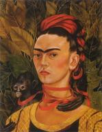 Frida Kahlo, Autorretrato con mono, 1940. Óleo sobre masonite, 55.2 x 43.5 cm, Colección particular.Frida Kahlo, Self-portrait with monkey, 1940. Oil on masonite, 55.2 x 43.5 cm, Private collection.. Album. . 