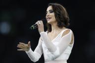 LAURA WRIGHT CLASSICAL SINGER OPENING CEREMONY RUGBY WORLD CUP 2015 TWICKENHAM STADIUM, LONDON, ENGLAND 18 September 2015