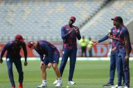 2nd December 2022, Optus Stadium, Perth, Australia: International Test Cricket Australia versus West Indies 1st Test Day 3; West Indies players warm up with a game of tennis volleyball , during warm up